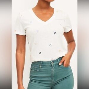 LOFT Horseshoe Embroidered V-Neck Tee